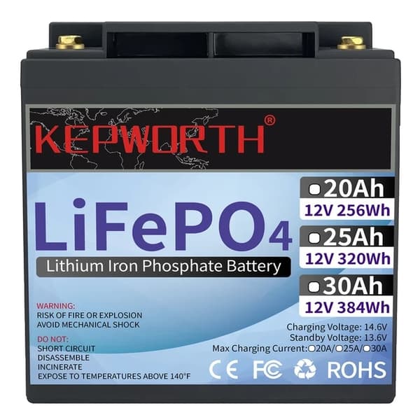 Litiumjärnfosfatbatteri, BMS ingår, olika kapaciteter, 12V 30Ah