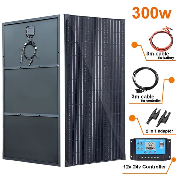 Solpanel, 150W Output, Letvægtsdesign, Høj Effektivitet,300w 12v 24v sæt