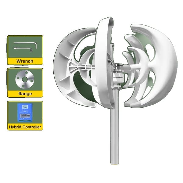 Vertikal vindkraftanordning, Nominell effekt 1000W, Dubbelspänningskonfiguration,12V, Med hybridkontroll, 1000W