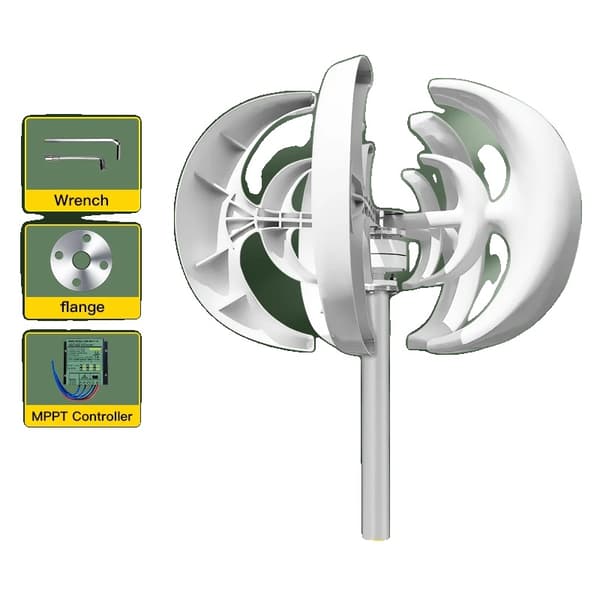 Vertikal Vindenergi Enhed, Nominel Effekt 1000W, Dobbelt Spændingskonfiguration,12V, Gratis MPPT-controller, 1000W