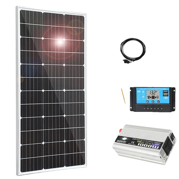 Solpanelssats, 240w Effektutgång, Monokristallin Effektivitet,120 watt 12 volt x1000 watt 220 volt