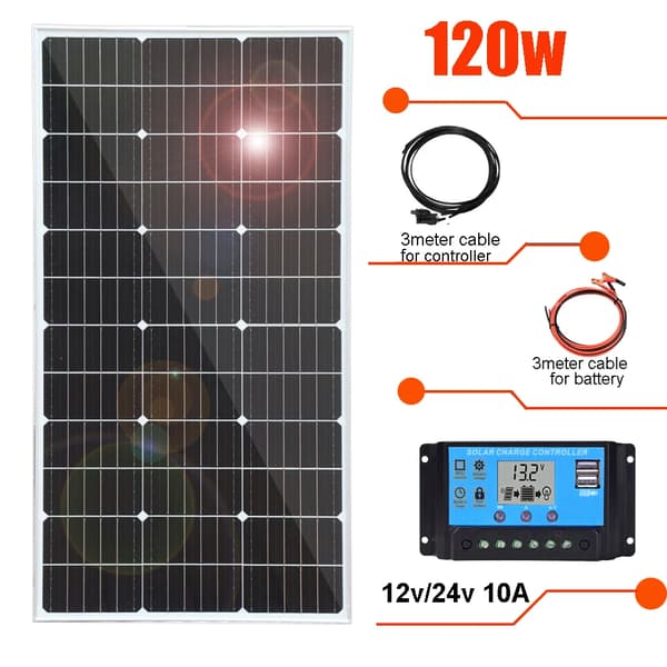 Solcelle Kit, 240w Effektudgang, Monokrystallin Effektivitet,120 watt 12 volt 10 ampere sæt
