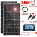 Miniatyrbild 2 av 2: Solpanelssats, 240w Effektutgång, Monokristallin Effektivitet,240 watt 12 volt 24 volt 20 ampere kit