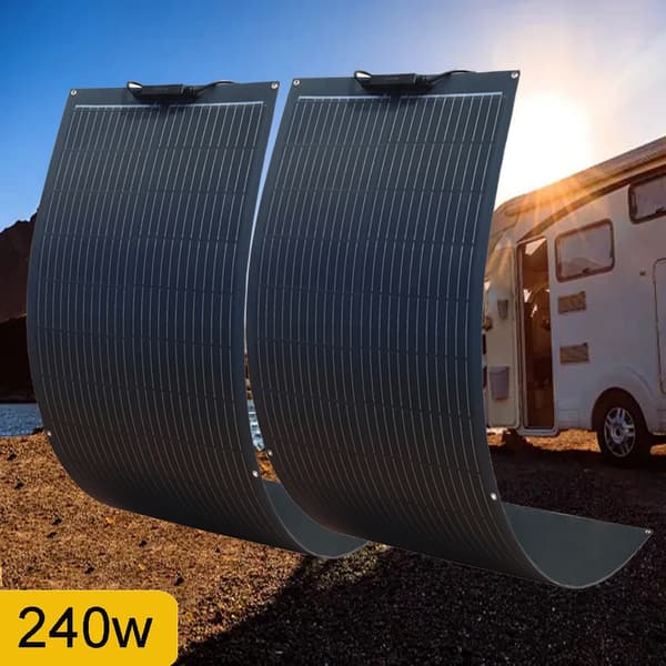 Flexibelt solpanelset, 240W kapacitet, vattentålig design,240w 2st 120w