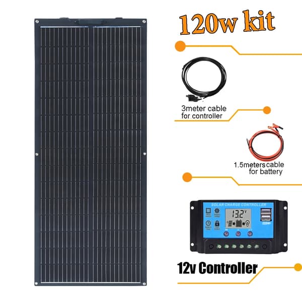 Flexibelt solpanelset, 240W kapacitet, vattentålig design,120w 12v 10A KIT