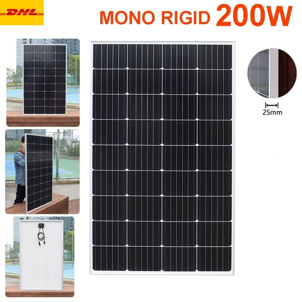 Solpanel, Høj Effektivitet, Hærdet Glas, Vandtæt Design,200w stiv DHL