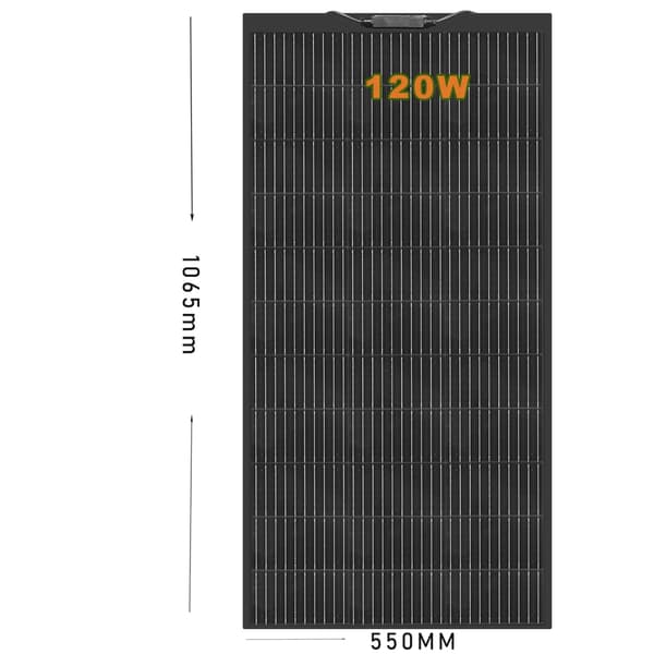 120 Watt solpanel, 24% celleeffektivitet, letvægtsdesign,Sort solpanel
