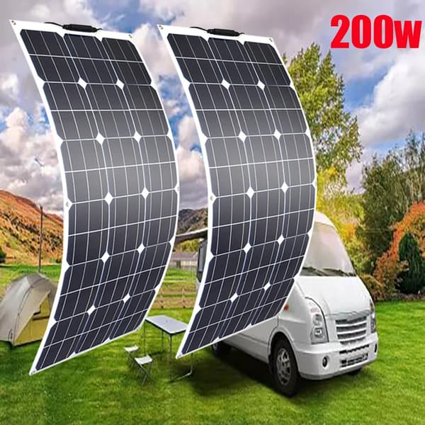 Fleksible solpaneler, muligheder på 100W og 200W, ideelle til autocampere og hjem,200w fleksibel