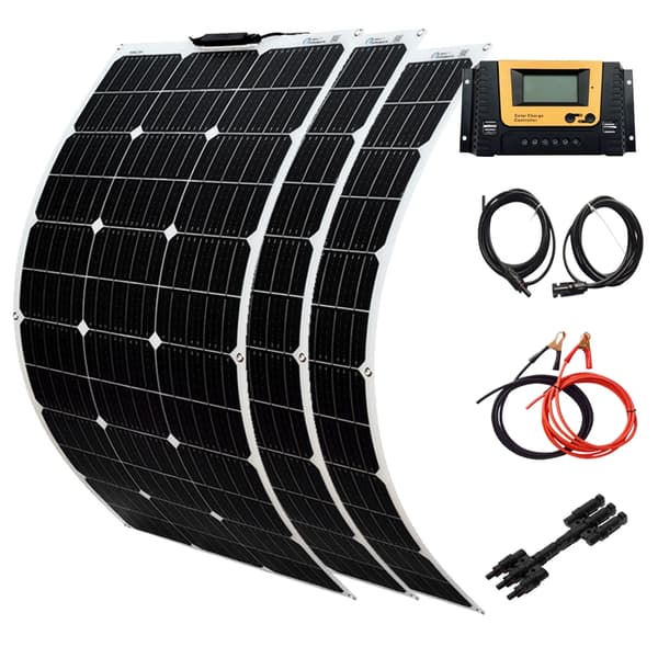 Flexibelt solpanel kit, hög effektivitet 21,8%, flera strömalternativ (100W/200W/300W),300W Solpanelpaket