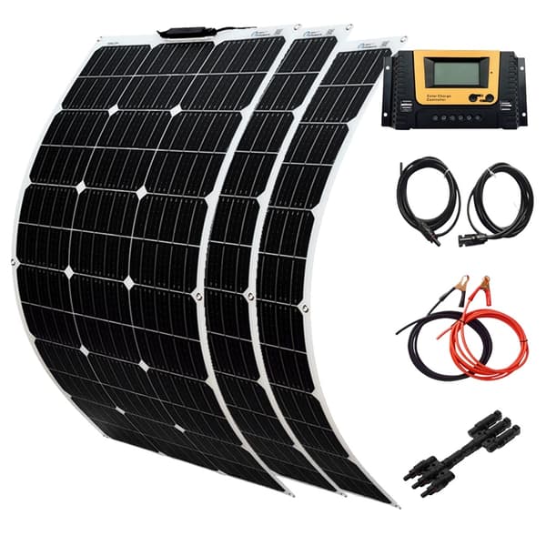 Flexibelt solpanel kit, hög effektivitet 21,8%, flera strömalternativ (100W/200W/300W),300W Solpanelpaket