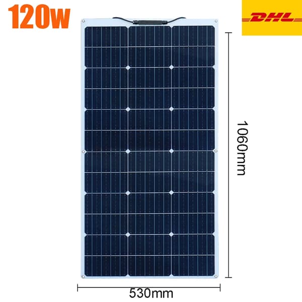 Flexibel solpanel, 100W maximal effekt, lätt och hållbar,120W Flexibel DHL