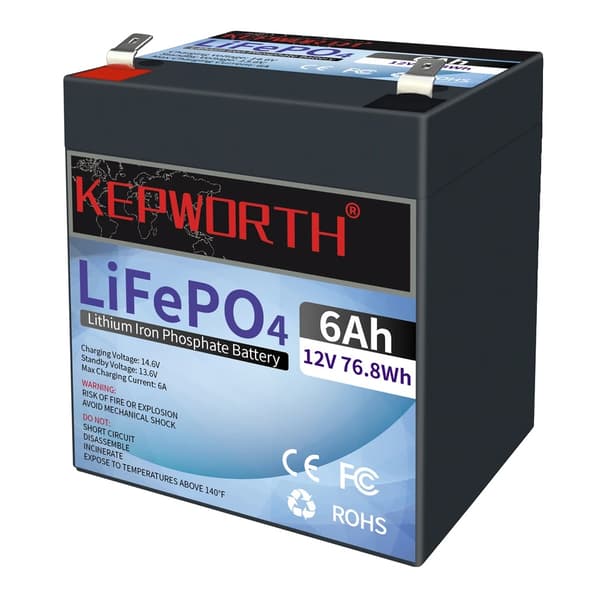 Lithium-jernfosfatbatteri, genopladeligt, serie- eller parallelforbindelse, 12V 6Ah