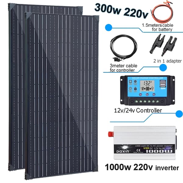 Solpanelkit, 150W effekt, letvægts aluminiumsramme,300w x 1000w 220v