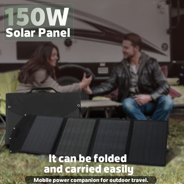 Hopfällbar solpanelsladdare, 150W effektutgång, USB och PD Type-c kompatibilitet, 18V, 150W