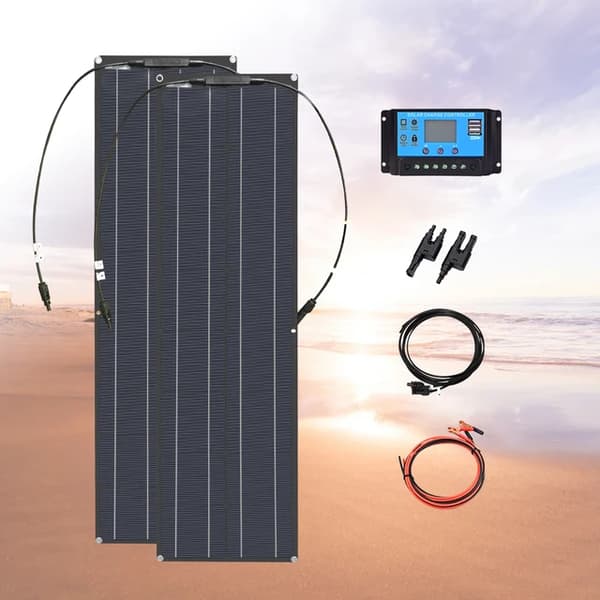 Flexibel solpanel, monokristallinsk kisel, 12v batteriladdare, 100W SOLAR KIT