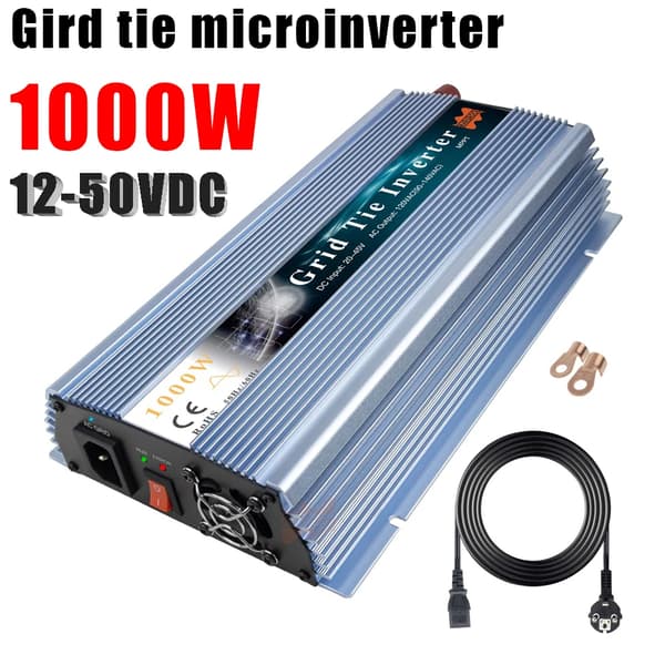 Nettilsluttet solcelleomformer, 1000W effektudgang, MPPT-teknologi, Blå 1000W, 220V, 36V (22-50V)