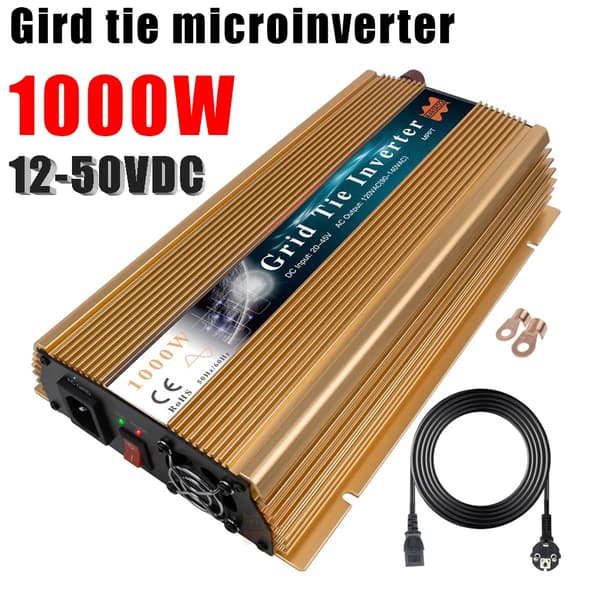 Solcellsinverter för nätanslutning, 1000W effektutgång, MPPT-teknik, Guld 1000W, 220V, 36V (22-50V)