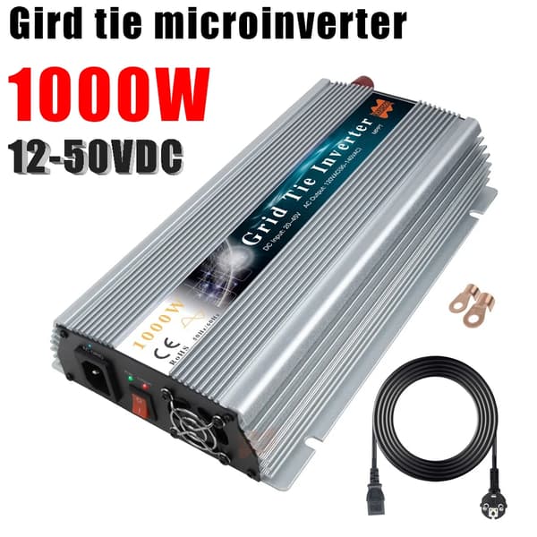 Solcellsinverter för nätanslutning, 1000W effektutgång, MPPT-teknik, Silver 1000W, 220V, 18V (10,8-30V)