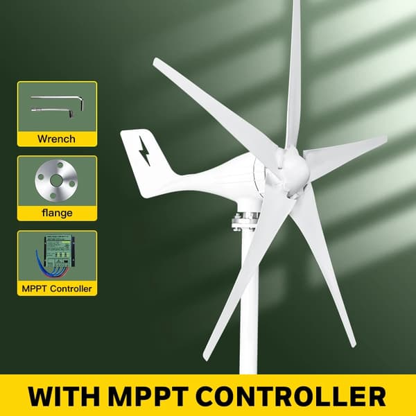 3000W Liten Vindkraftverk Generator, 5 Blad, 12V/24V/48V Vindkraft,Med Mppt-kontroll, 1000W, 24V