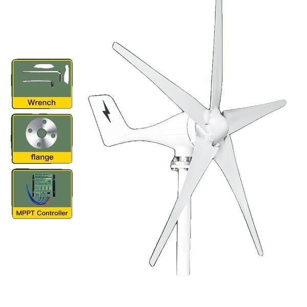 3000W Liten Vindkraftverk Generator, 5 Blad, 12V/24V/48V Vindkraft,Med Mppt-kontroll, 1000W, 24V