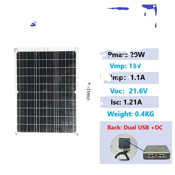 Solpaneler, 40W effektutgång, portabelt och flexibelt design., 20W solpanel