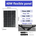 Miniatyrbillede 2 af 2: Solpaneler, 40W effektudgang, bærbar og fleksibelt design., 40W solpanel