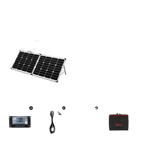 Hopfällbar solpanel, 100W effektutgång, USB-kontroll, Monokristallin