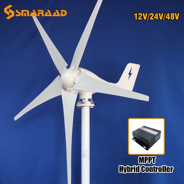 3000W Vindmølle, 5 Blade, MPPT Controller,Med hybrid kontrol, 3000W, 12V