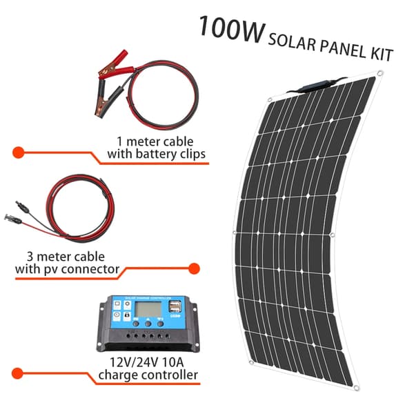 Solpanel Kit, Flexibel Design, Flera Wattalternativ, 100W Solpanel Kit