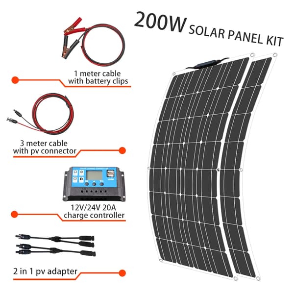 Solpanel Kit, Flexibel Design, Flera Wattalternativ, 200W Solpanel Kit