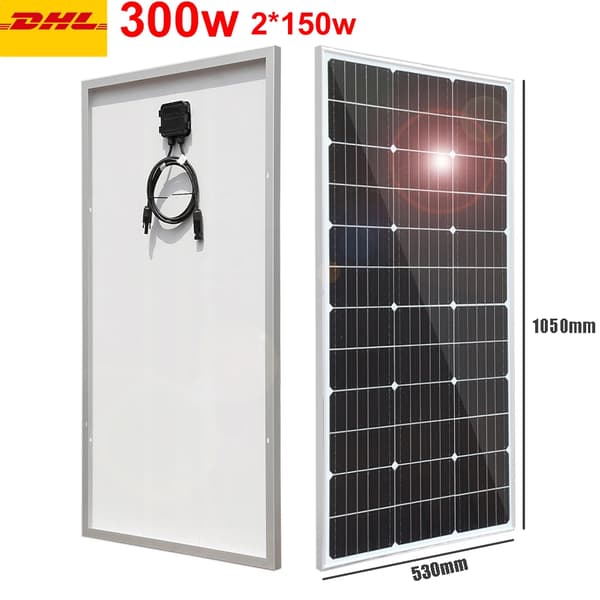 Jäykkä aurinkopaneeli, korkea hyötysuhde 150W, kestävä alumiinirunko,300w 2kpl 150w