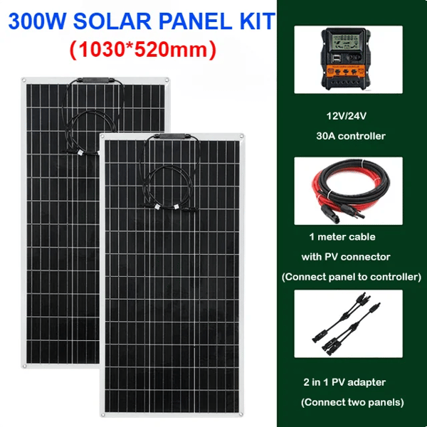 Solpanelset, 300W effekt, flexibel design,300W 30A Styrenhet