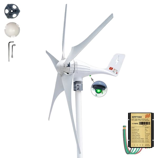 Vindkraftverksgenerator, 600W Effektutgång, MPPT-kontroller, 12V, 5 Delta Wing