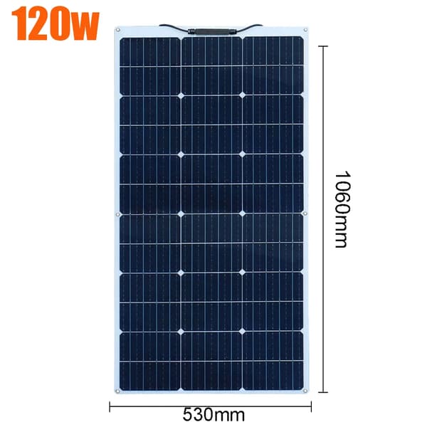 Solpanel 120W, Fleksibelt Design, Holdbar Konstruktion,120w 1060x530mm-a120w 1060x530mm-a