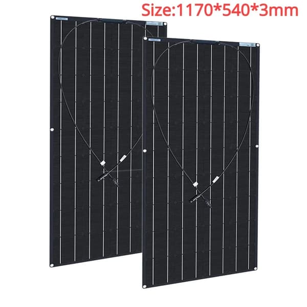Flexibel solpanel, öppet krets spänning 21,6V, storlek 1170*540*3 mm,2 st solpanel