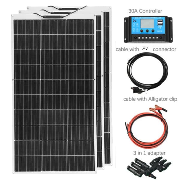 Solpanel, 100W, monokristallint kisel, 24% effektivitet,12V300W Solkit