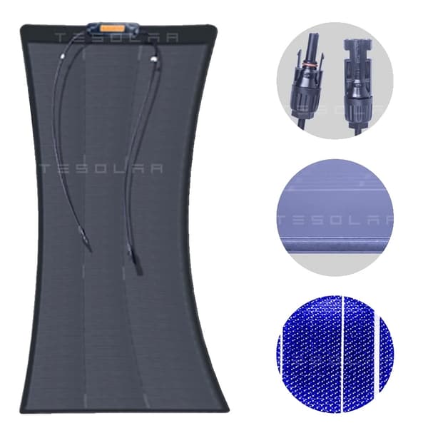 21,4% celleeffektivitet, maksimal spænding 19,25V, driftstemperatur -20℃ til +65℃,100W, Solpanel