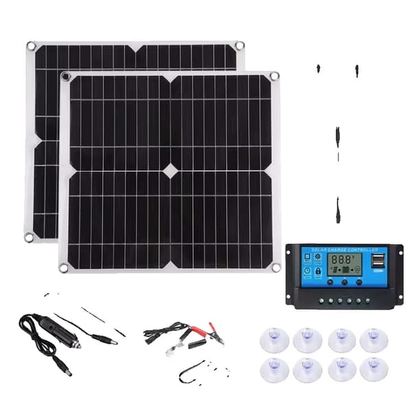 Solpanelkit, 25W effektudgang, 20A controller, dual USB-udgang,2X25W 20A