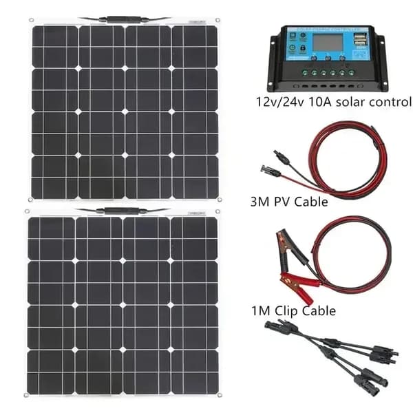 Solpanel, 50W, 19,5% effektivitet, monokristallint kisel,2st 50W system