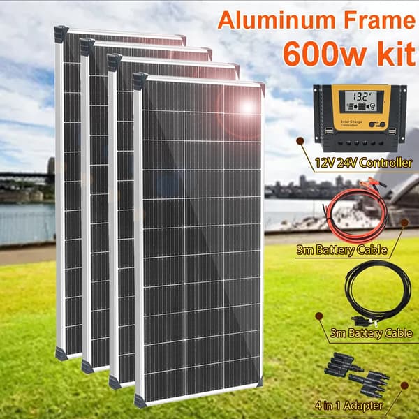 Alumiinirunko, 21,8 % tehokkuus, koko 1045 x 550 mm,600w 4kpl 150w sarja