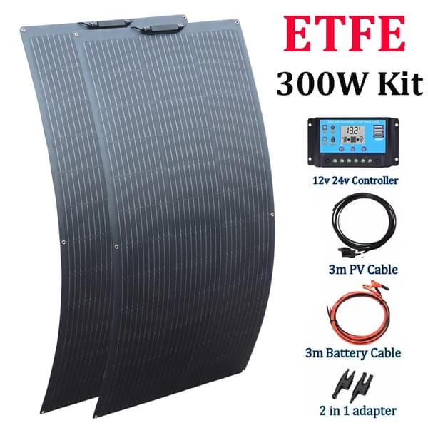 Joustava aurinkopaneeli, ETFE-materiaali, 12V/24V ohjainjännite, monokiteinen piikide,ETFE 300W -sarja