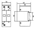 Miniatyrbillede 3 af 3: Fotovoltaisk overspændingsafleder på DIN-skinne 1000V DC 2P T2