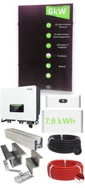 Miniatyrbillede 8 af 11: Komplet solcelleanlæg 6,09 kW med 7,9 kWh lagring, inklusive monteringssystem | JaSolar 435 Wp | Sofar 6 kW