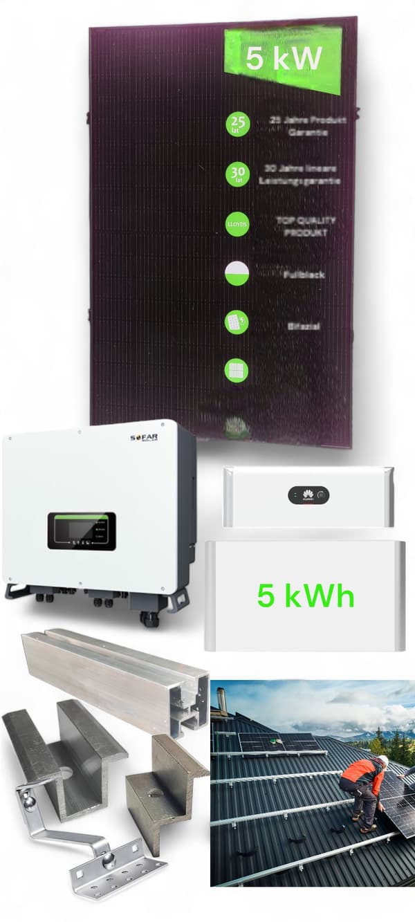 Komplet solcelleanlæg 6,09 kW med 7,9 kWh lagring, inklusive monteringssystem | JaSolar 435 Wp | Sofar 6 kW