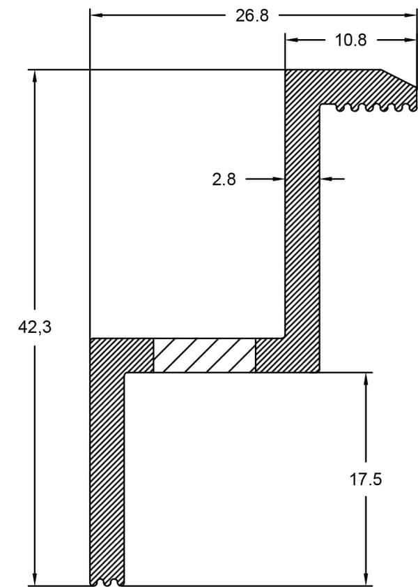 Sort anodiseret spids til panel 40 (42,3) 0% §12Abs.3UStG moms
