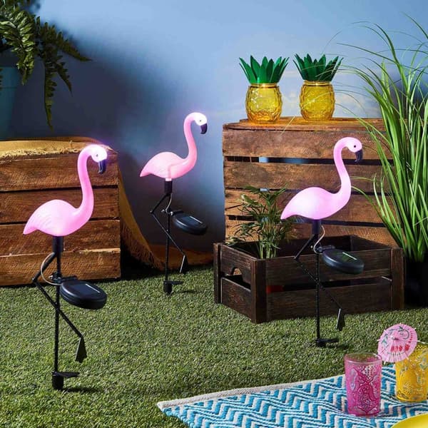 Solcellsdrivna Trädgårdslampor - Flamingo - 3 st