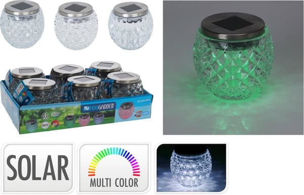 Solcellslampa Glas Multifärg