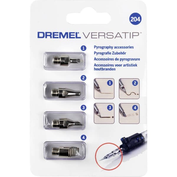 4-delars Varmluftsmunstyckeset VersaTip™ Pyrographie-Set Dremel 204 Dremel 204 1 set