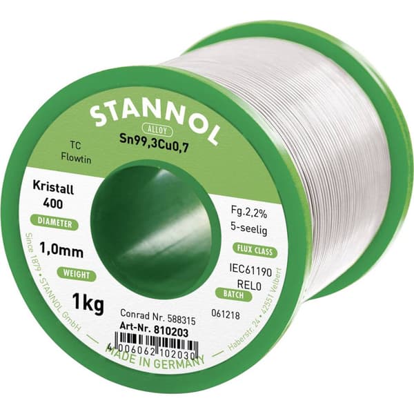 Stannol Ecology TC Lödtenn, blyfri Spole Sn99,3Cu0,7 1000 g 1 mm