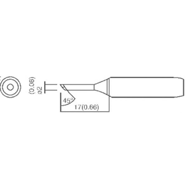 TOOLCRAFT TO-4941102 Lödspets Snedskuren 45° Spetsstorlek 2 mm Spetslängd 17 mm Innehåll 1 st
